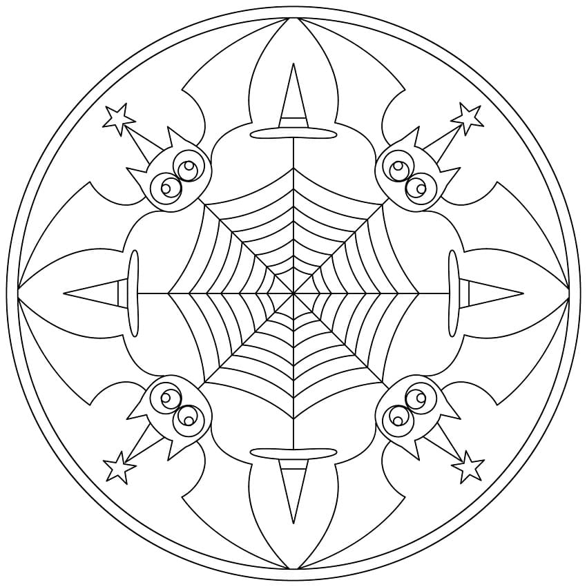 Halloween Mandala with Bats