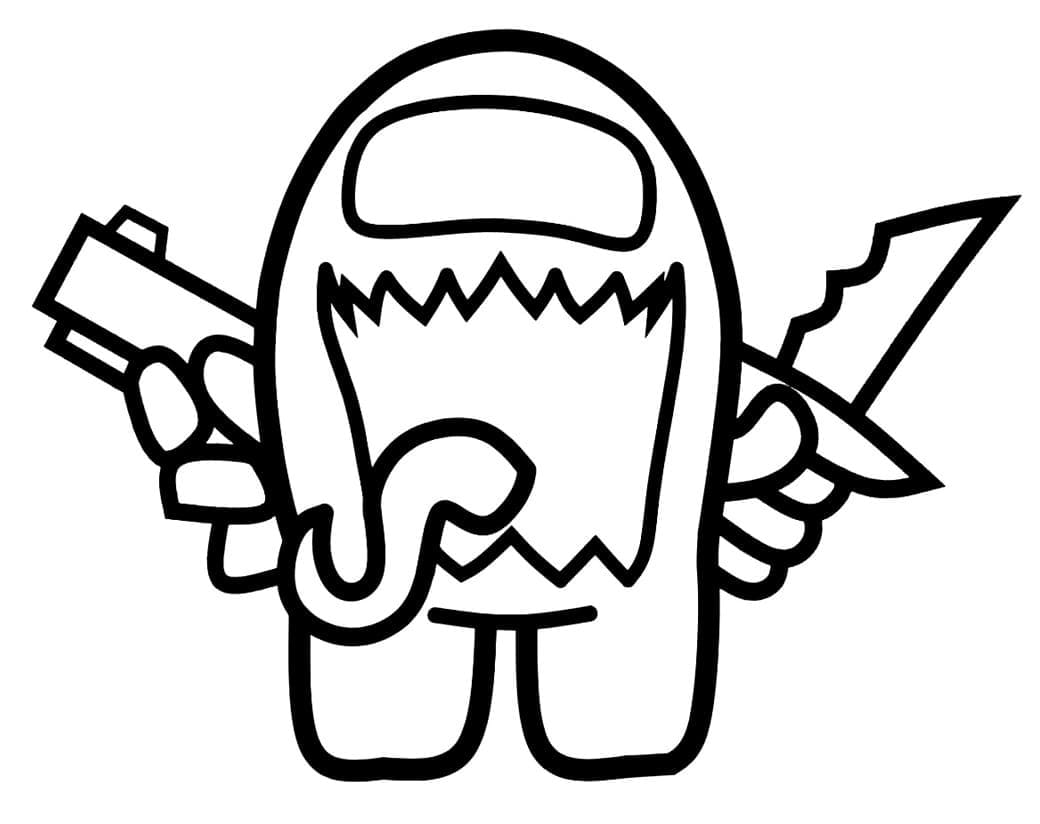 Impostor with Pistol and Knife Coloring Game Impostor with Pistol and Knife