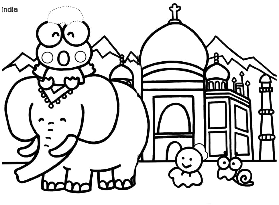 Keroppi in India Coloring Game Keroppi in India