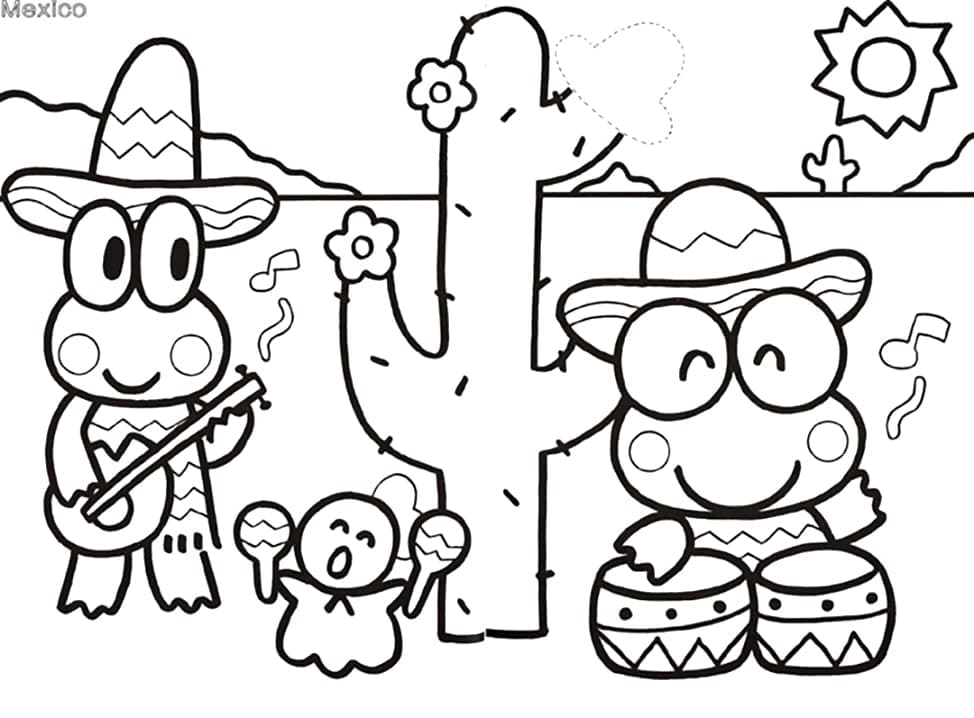 Keroppi in Mexico Coloring Game Keroppi in Mexico