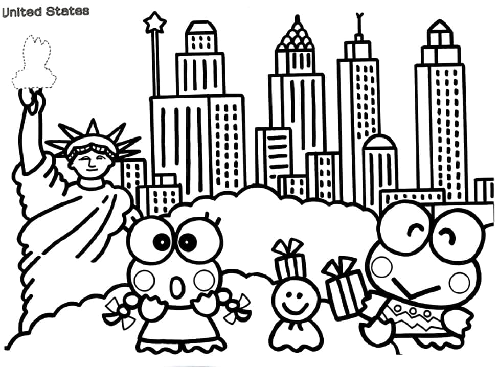 Keroppi in United States Coloring Game Keroppi in United States