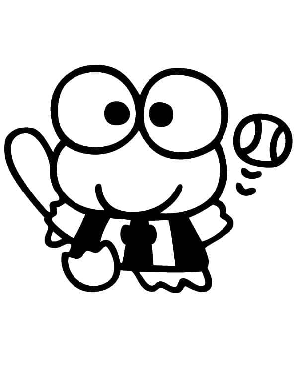 Keroppi is Playing Baseball Coloring Game Keroppi is Playing Baseball
