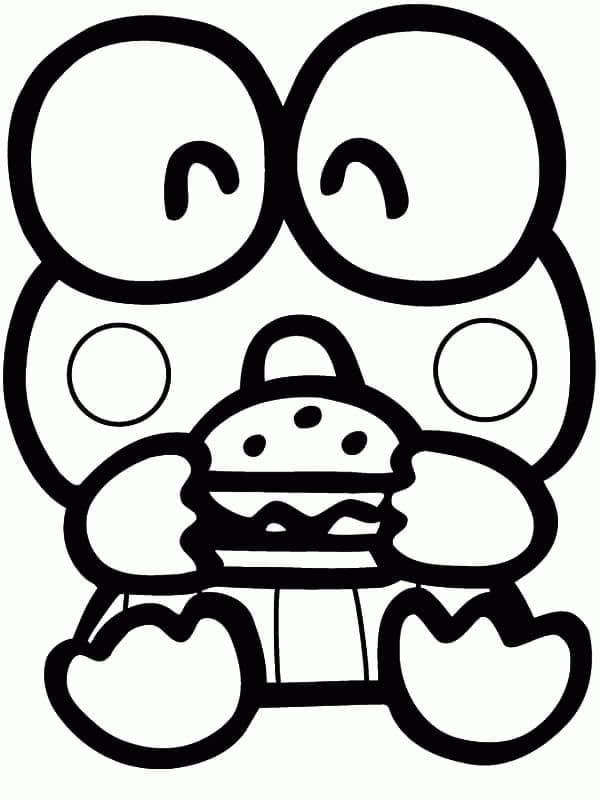Keroppi with Hamburger Coloring Game Keroppi with Hamburger