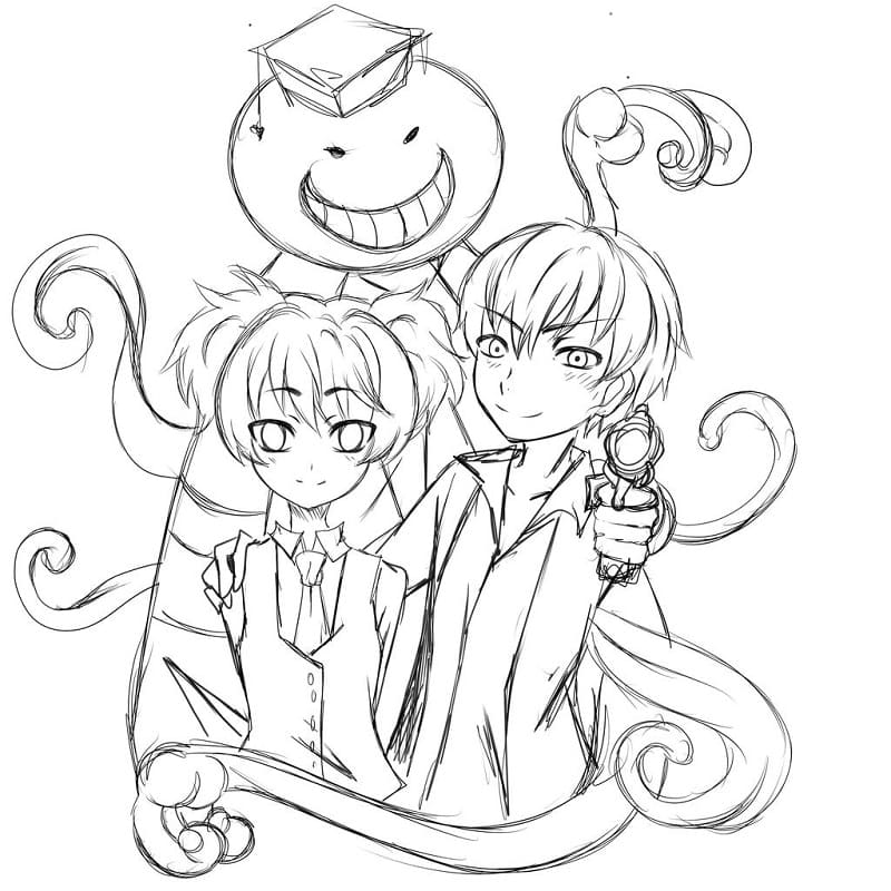 Koro Sensei with Karma and Nagisa