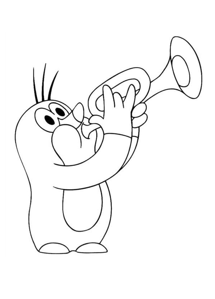 Krtek Playing Trumpet