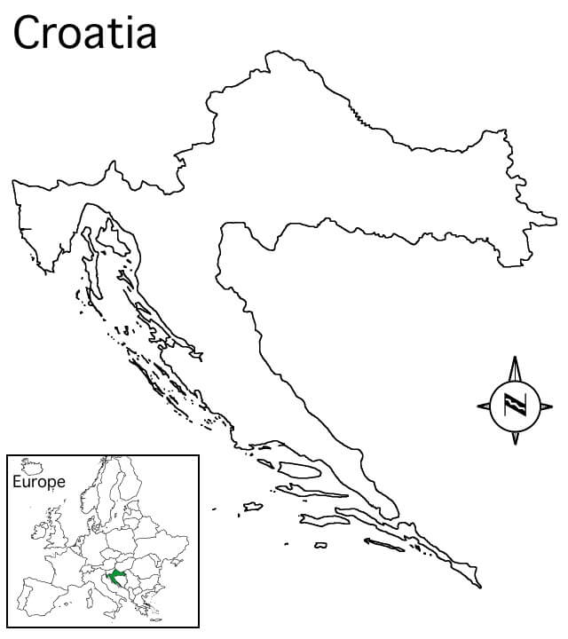Map of Croatia 1 Coloring Game Map of Croatia 1