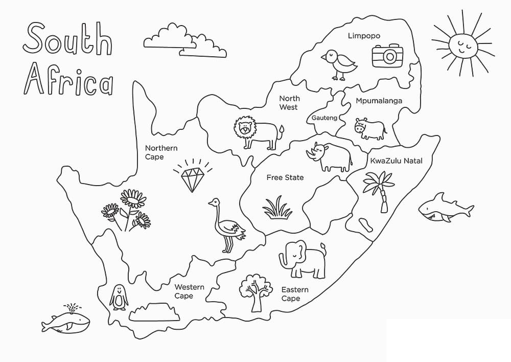 Map of South Africa Coloring Game Map of South Africa