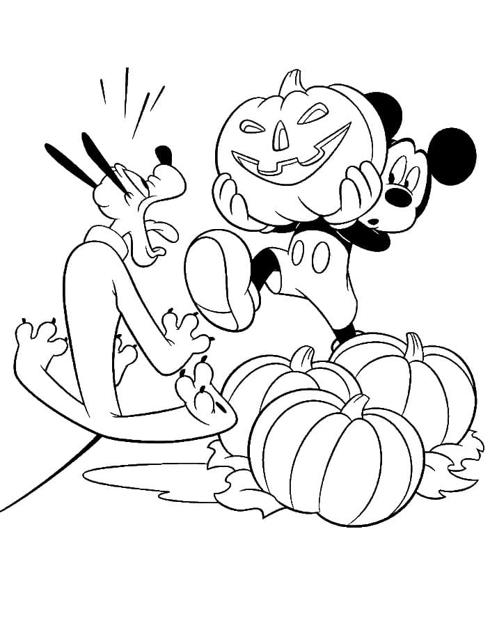 Mickey and Pluto on Halloween Coloring Game Mickey and Pluto on Halloween