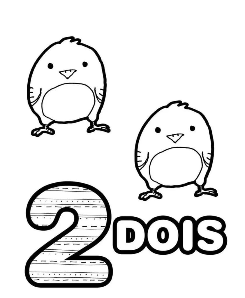 Number 2 and Birds Coloring Game Number 2 and Birds
