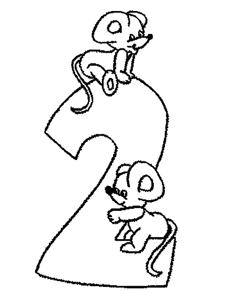 Number 2 and Mice Coloring Game Number 2 and Mice
