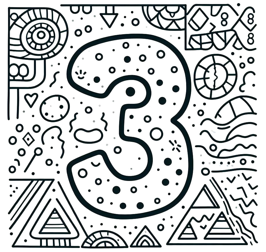 Number 3 For Children Coloring Game Number 3 For Children