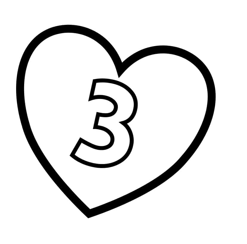 Number 3 in Heart Coloring Game Number 3 in Heart