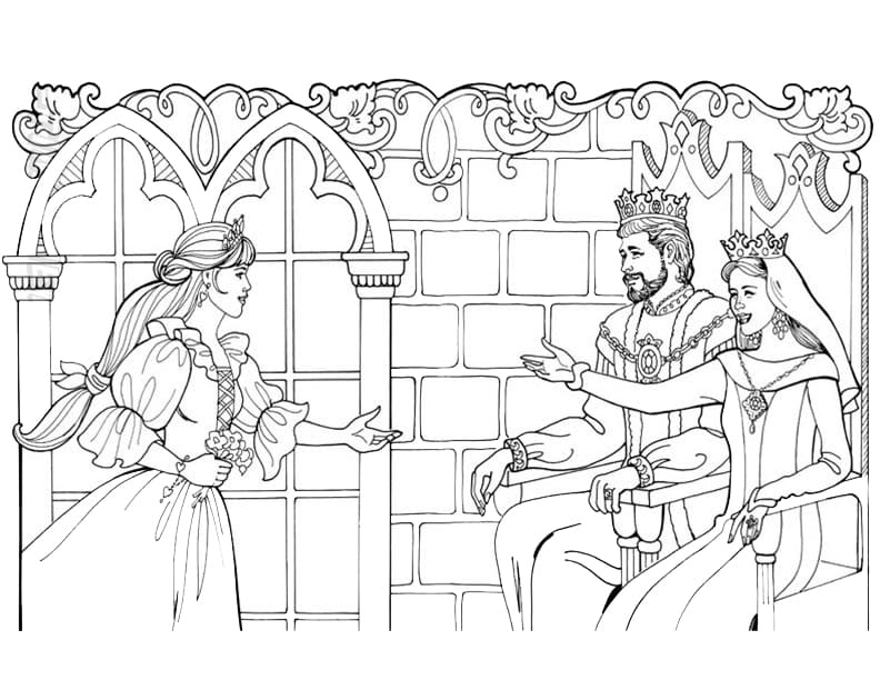 Princess Leonora with King and Queen Coloring Game Princess Leonora with King and Queen