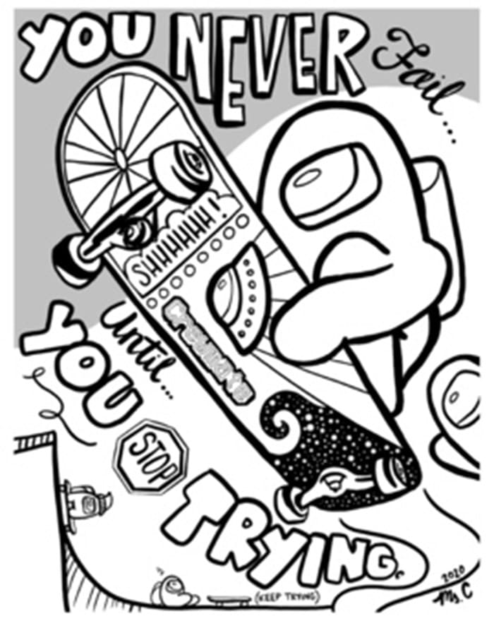 Skate Board Among Us Coloring Game Skate Board Among Us