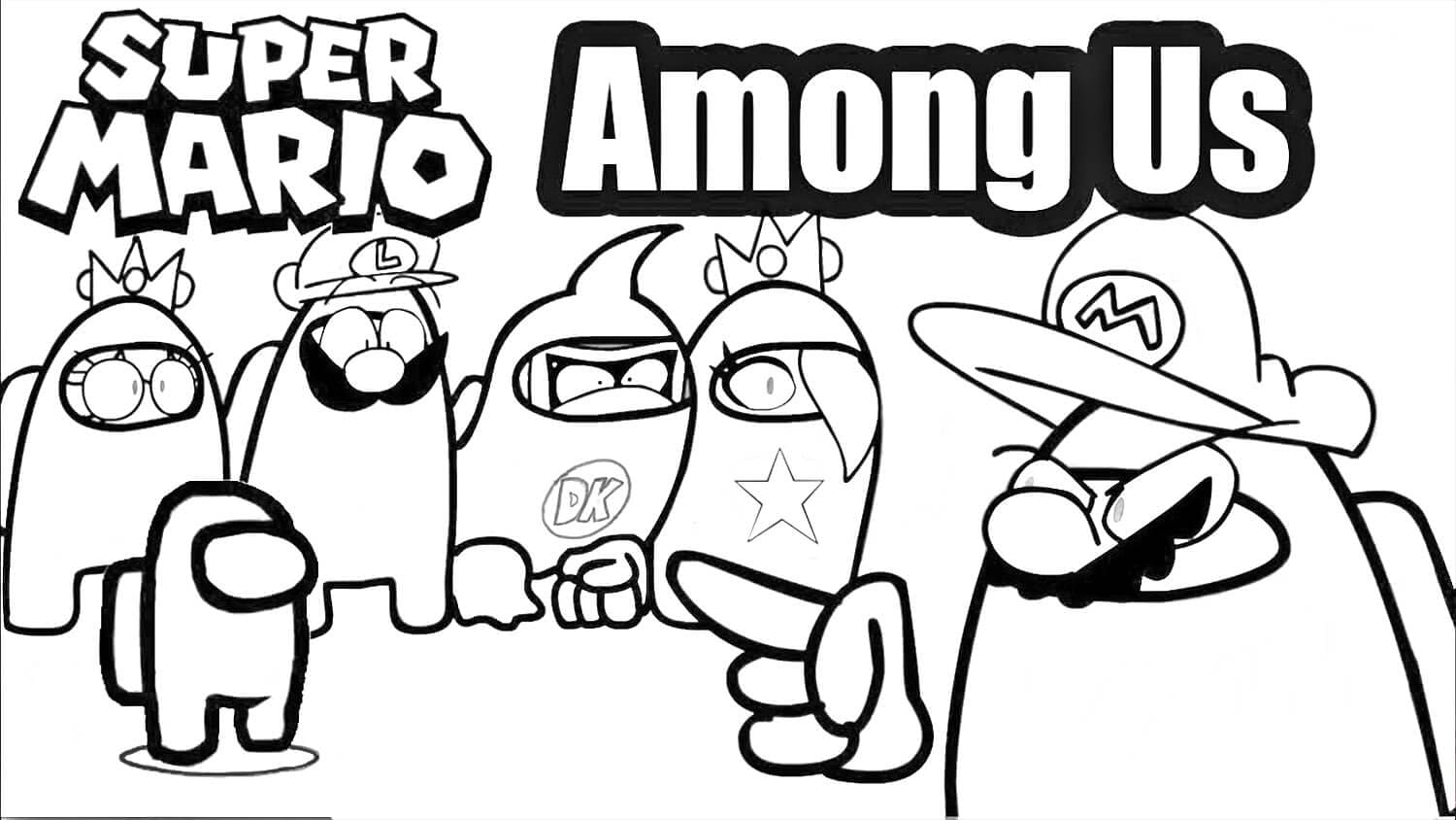 Super Mario Among Us Coloring Game Super Mario Among Us