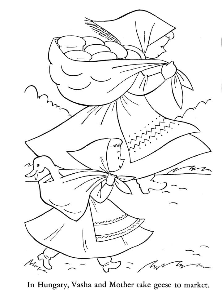 Vasha and Mother from Hungary Coloring Game Vasha and Mother from Hungary