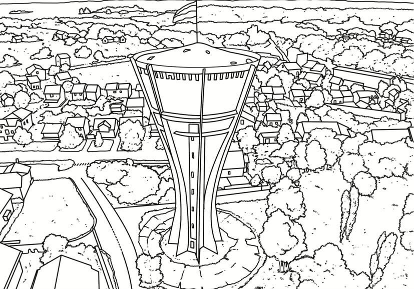 Vukovar Water Tower Coloring Game Vukovar Water Tower