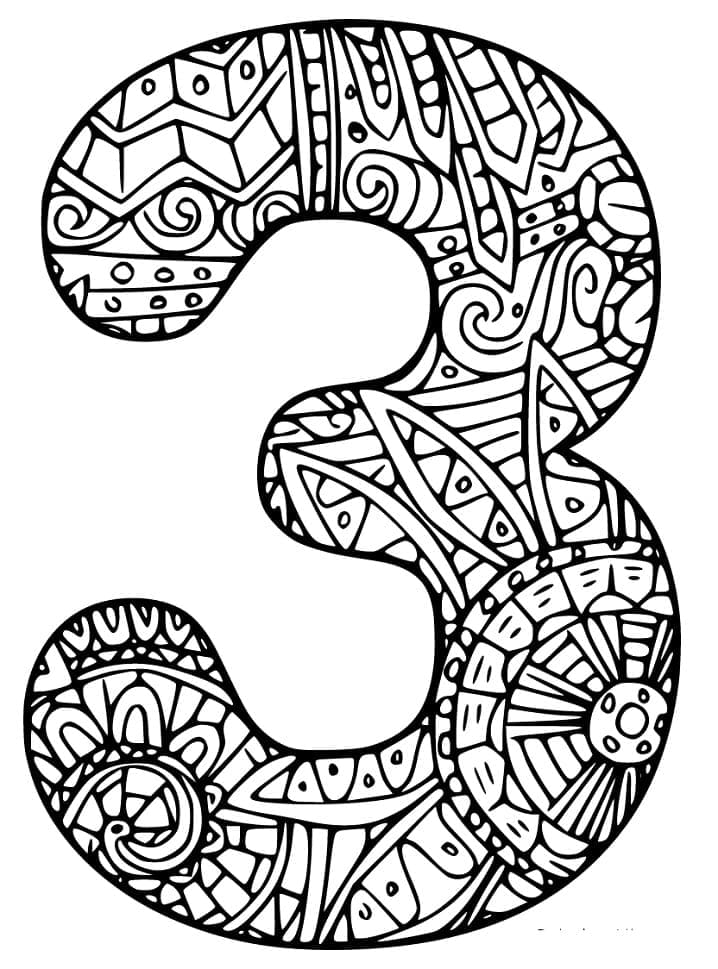 Zentangle Number 3 Coloring Game Zentangle Number 3
