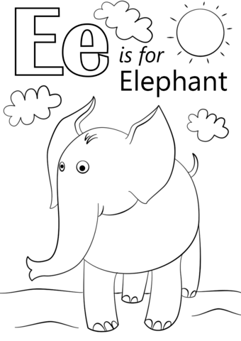 Letter E is Elephant Coloring Game Letter E is Elephant