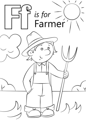 Letter F is for Farmer Coloring Game Letter F is for Farmer