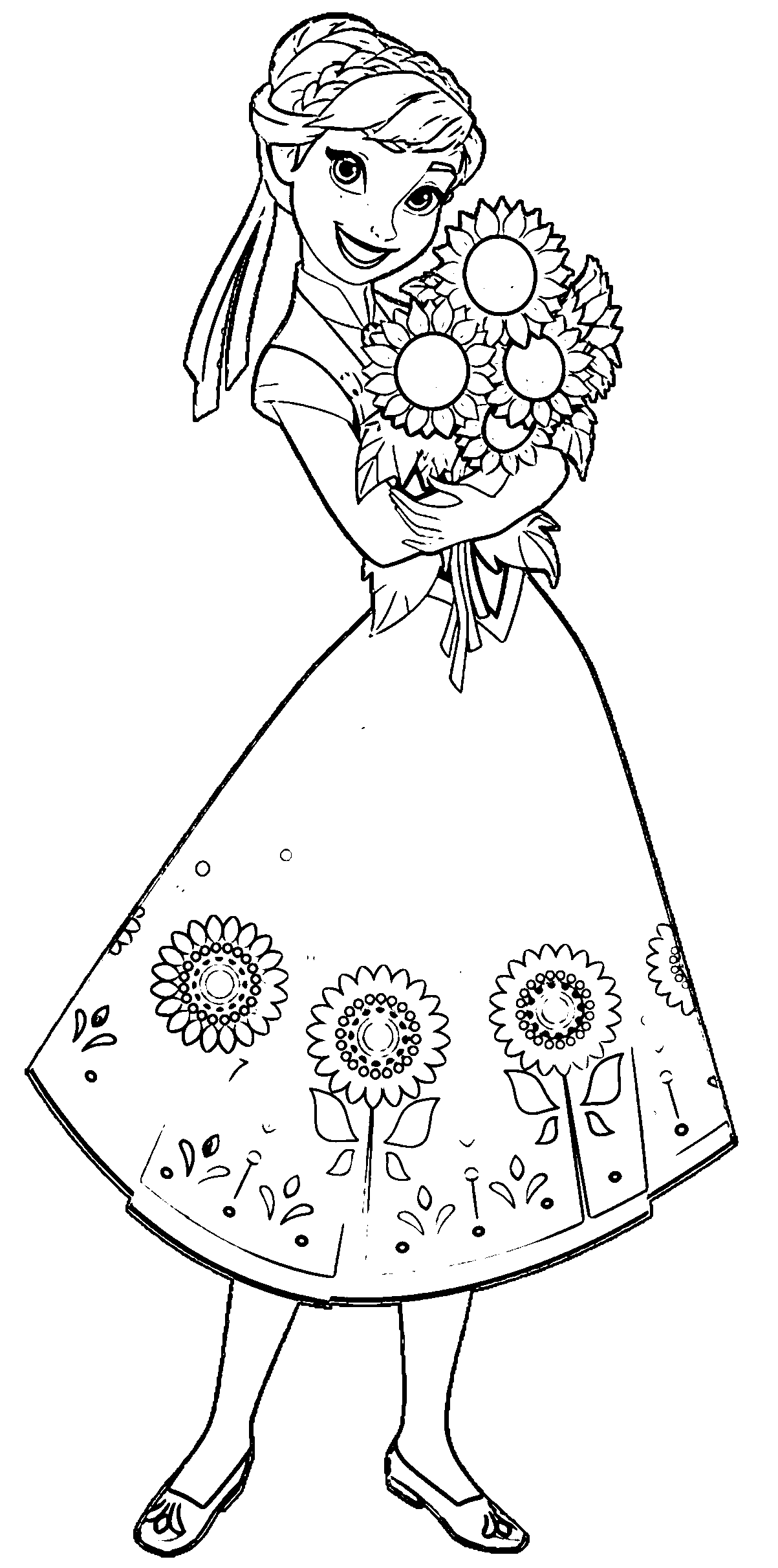 Anna With A Beautiful Bouquet Coloring Game Anna With A Beautiful Bouquet