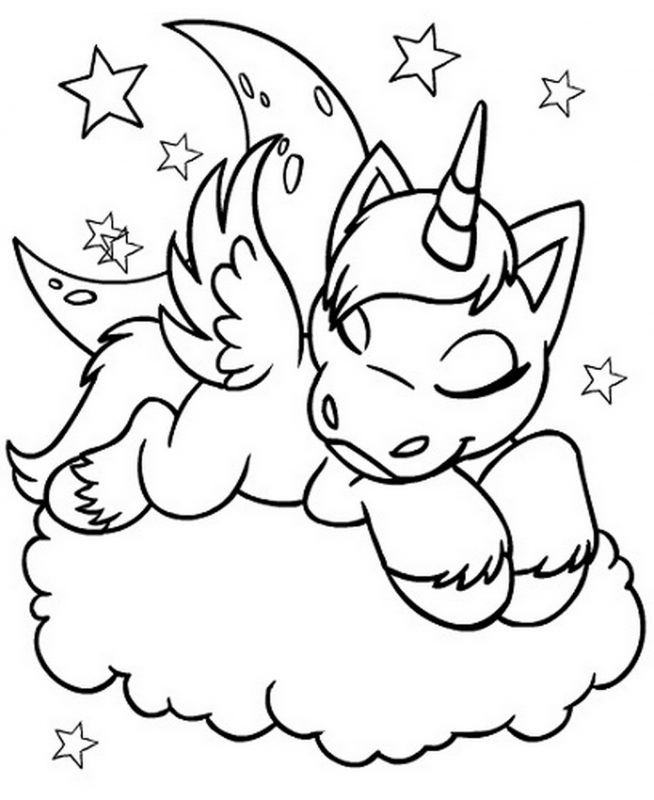 Unicorn Sleeping In The Cloud Coloring Game Unicorn Sleeping In The Cloud