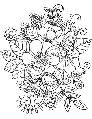 Butterflies Flying On Flowers on flowers coloring page Coloring Game Butterflies Flying On Flowers on flowers coloring page