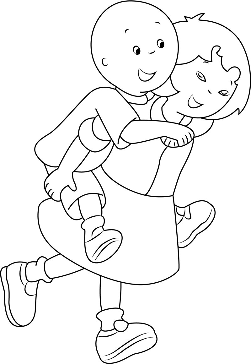 Sarah Piggybacking Caillou
