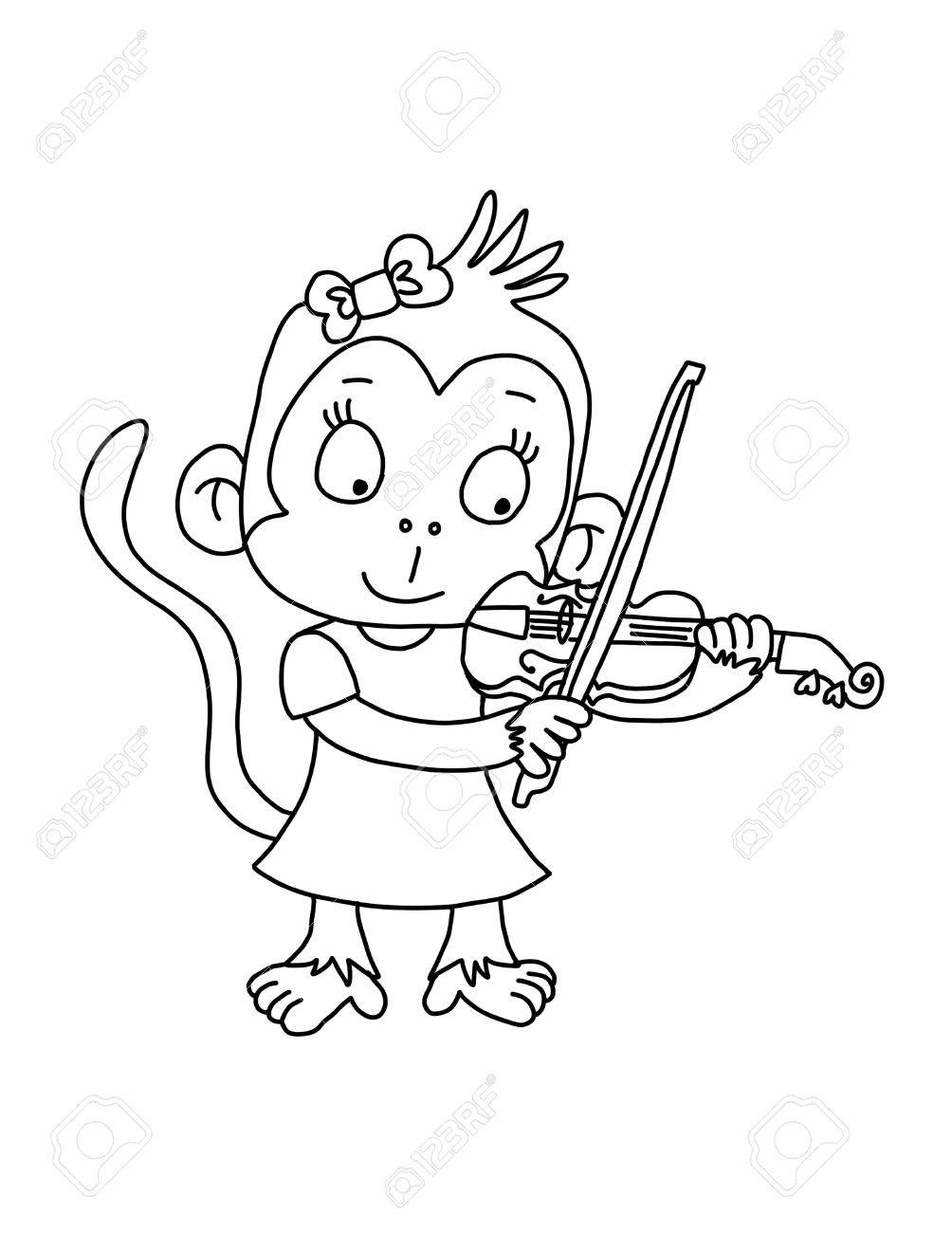 Monkey Playing Violin Coloring Game Monkey Playing Violin