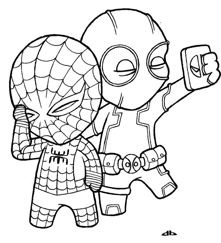 Selfie With Spidey And Deadpool Coloring Game Selfie With Spidey And Deadpool
