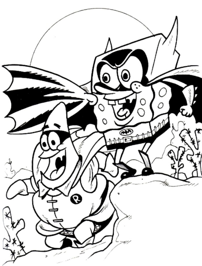 SpongeBob With Batman Costume Coloring Game SpongeBob With Batman Costume