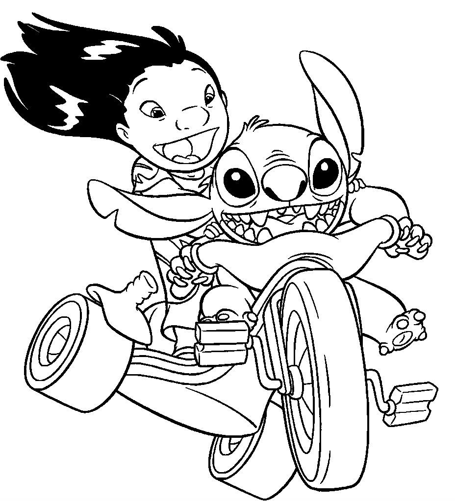 Stitch Riding Bike With Lilo