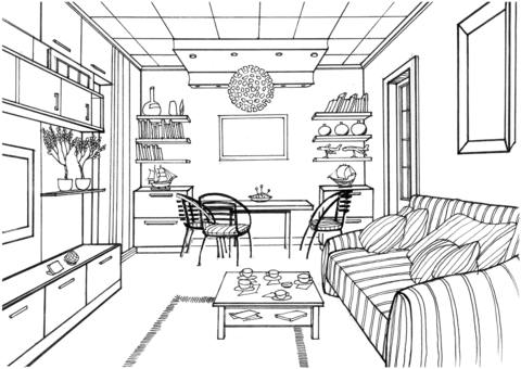 Modern Living Room Coloring Game Modern Living Room