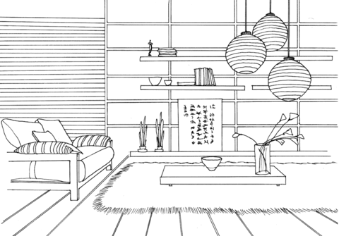 Japanese Living Room Coloring Game Japanese Living Room