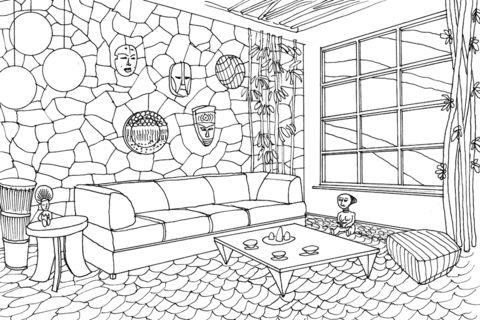 Living Room In Hawaii Coloring Game Living Room In Hawaii