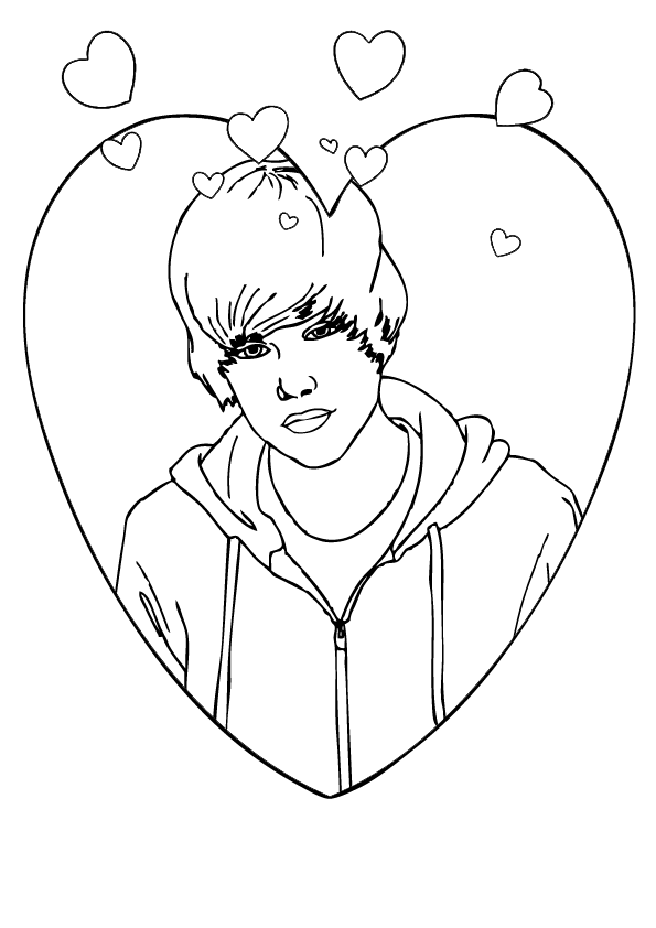 Justin Bieber With Hearts Coloring Game Justin Bieber With Hearts