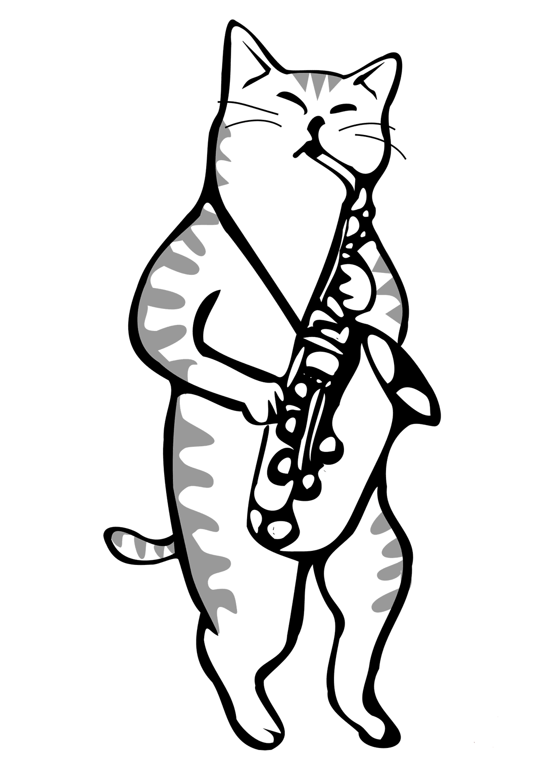 Cat Playing Saxophone Coloring Game Cat Playing Saxophone