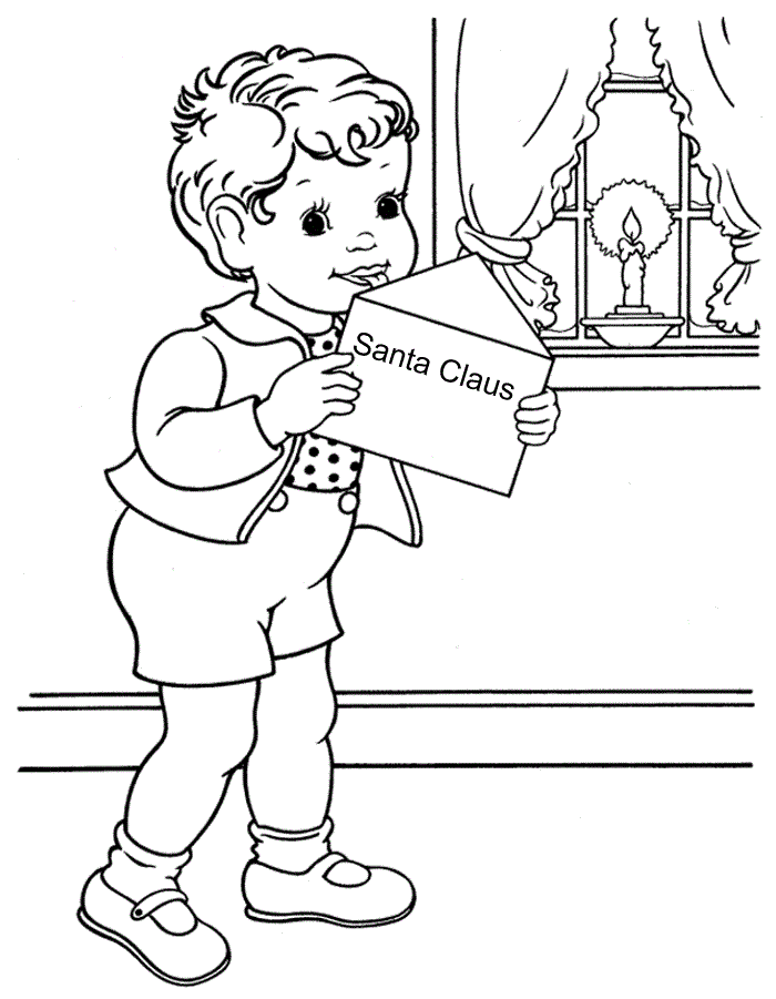 Kid Witing A Letter For Santa Claus
