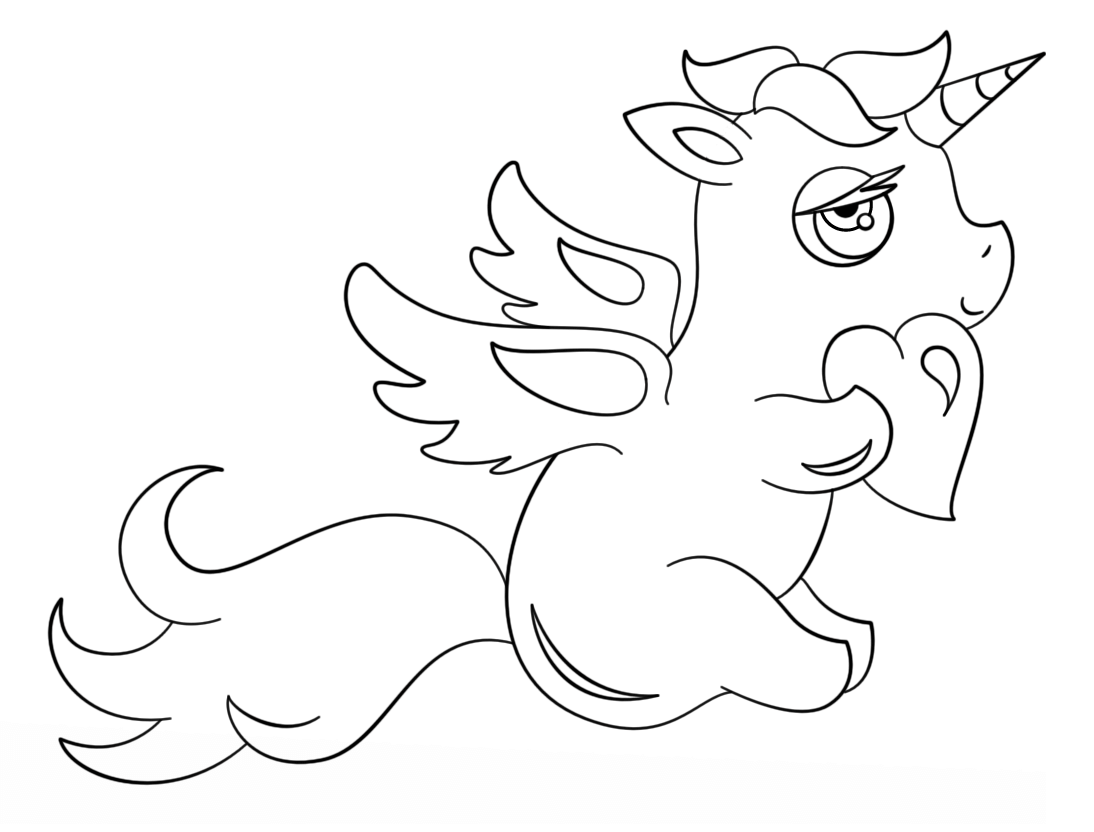 Cute Unicorn With Heart Coloring Game Cute Unicorn With Heart