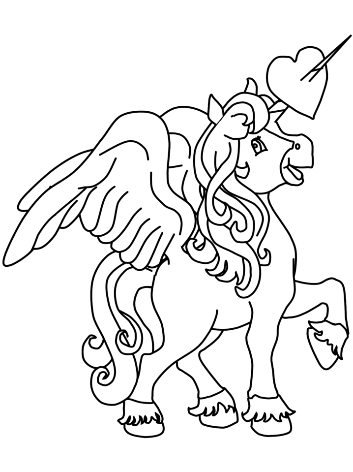Unicorn With Heart On Horn Coloring Game Unicorn With Heart On Horn