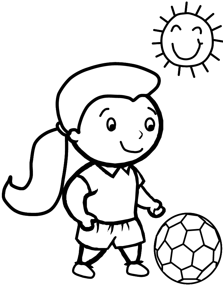 Little Girl Playing Soccer Under The Sun Coloring Game Little Girl Playing Soccer Under The Sun