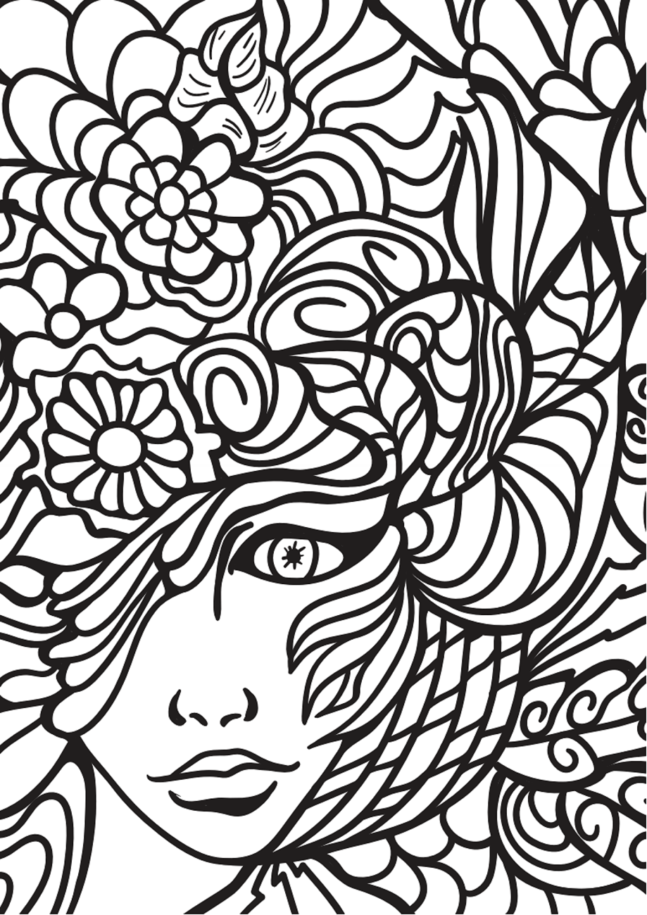 Girl Face Doodle Art