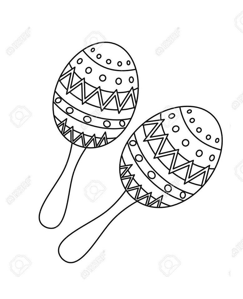 Maracas icon in outline style isolated on white background. Musical instruments symbol stock vector illustration Coloring Game Maracas icon in outline style isolated on white background. Musical instruments symbol stock vector illustration