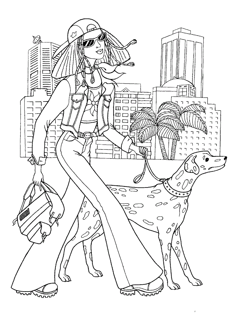 Fashion Teenager Girl With Her Dog