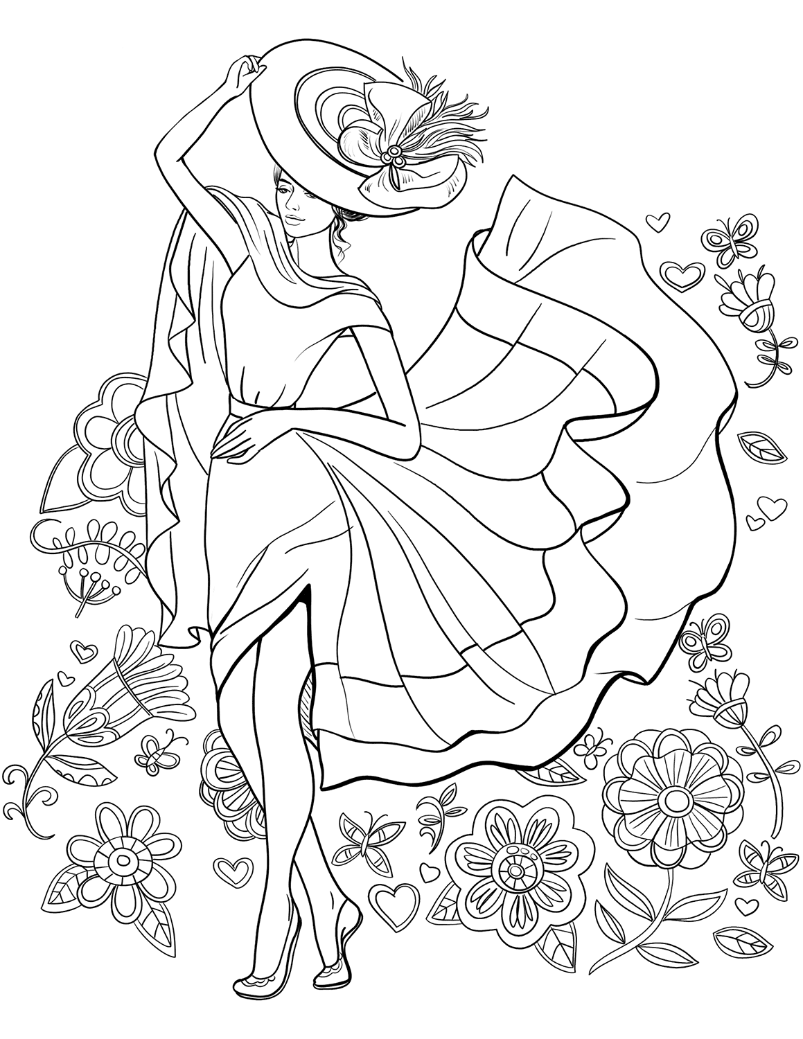 Beautiful Teenager Girl With Flowers Coloring Game Beautiful Teenager Girl With Flowers
