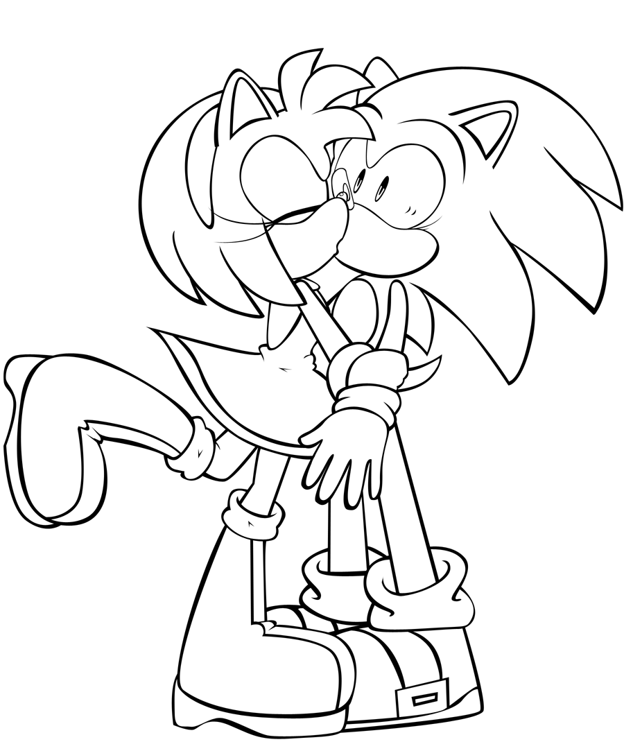 Amy Rose Kissing Sonic Coloring Game. 
