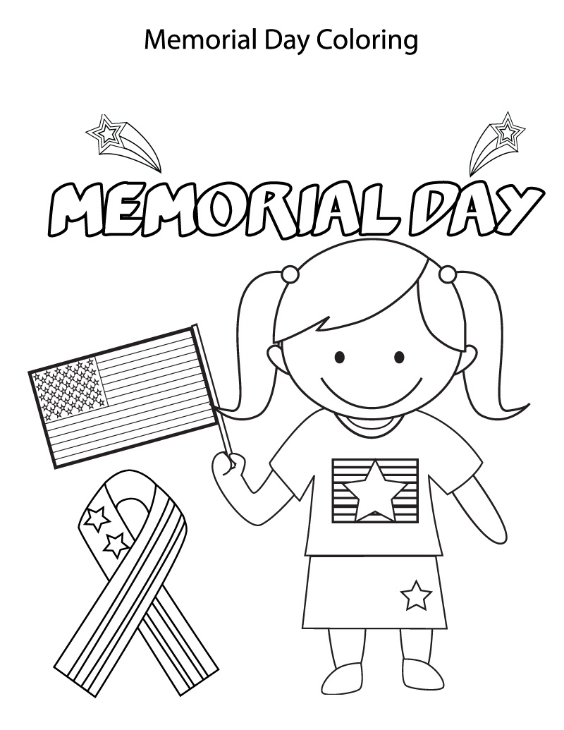 Little Girl Celebrate Memoria Day Coloring Game Little Girl Celebrate Memoria Day