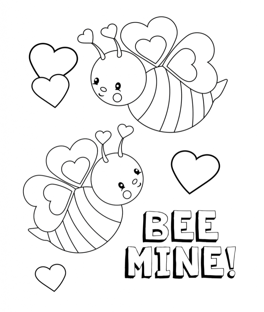 Valentine's Day Bees Coloring Game Valentine's Day Bees