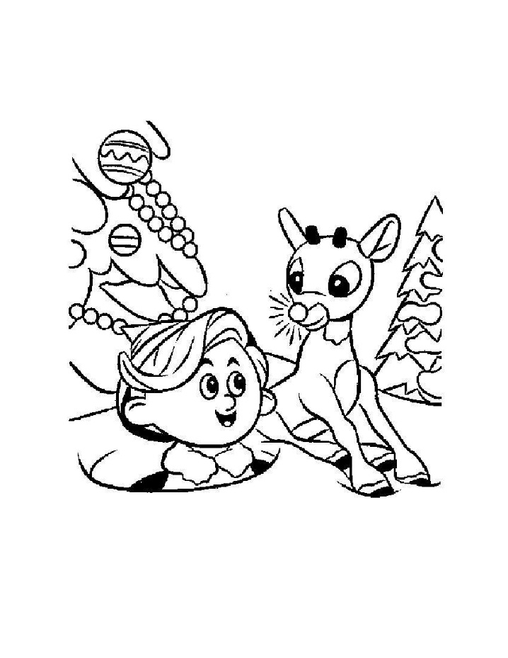 Rudolph and a Boy Coloring Game Rudolph and a Boy