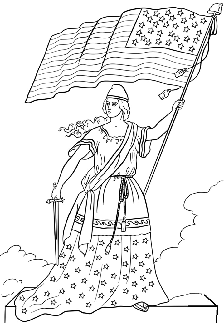 American Flag Lady Coloring Game American Flag Lady